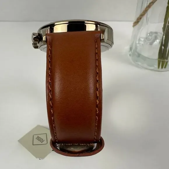 NWT Fossil Flynn Chronograph Brown Leather Men's Watch BQ2261 - Picture 6 of 12